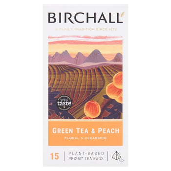 Birchall Green Tea & Pfirsich -Teebeutel 15 pro Packung