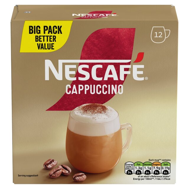 Sachetas de capuchino de oro nescafe 12 por paquete