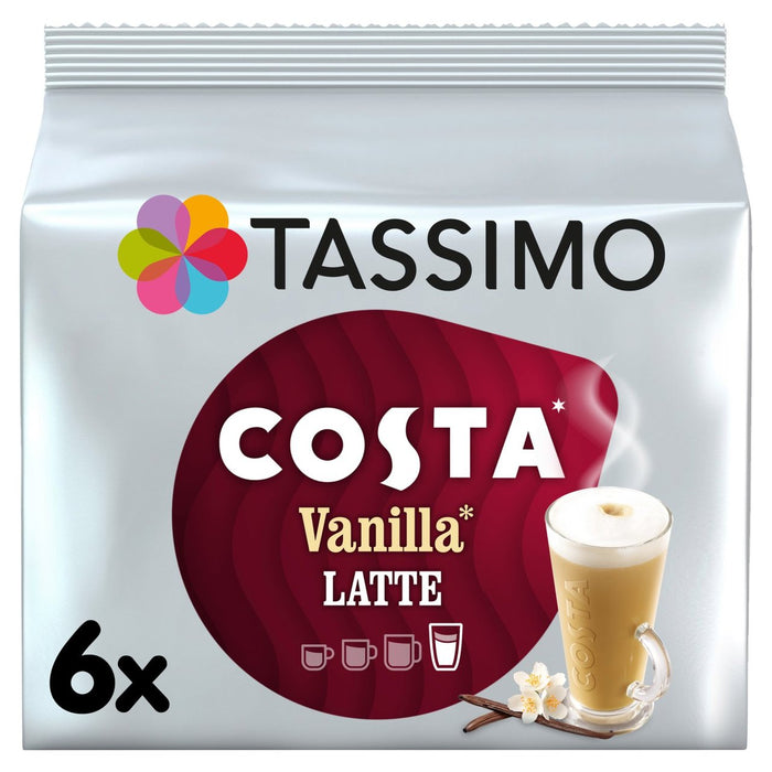 Tassimo Costa vaina de café con leche de vainilla 6 por paquete