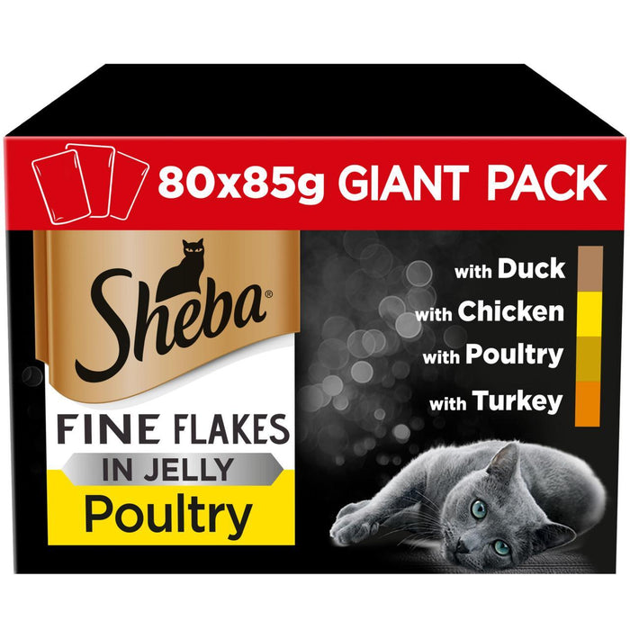 Sheba fines flocons de chat pochettes de la nourriture pour chats dans la gelée géante pack 80 x 85g